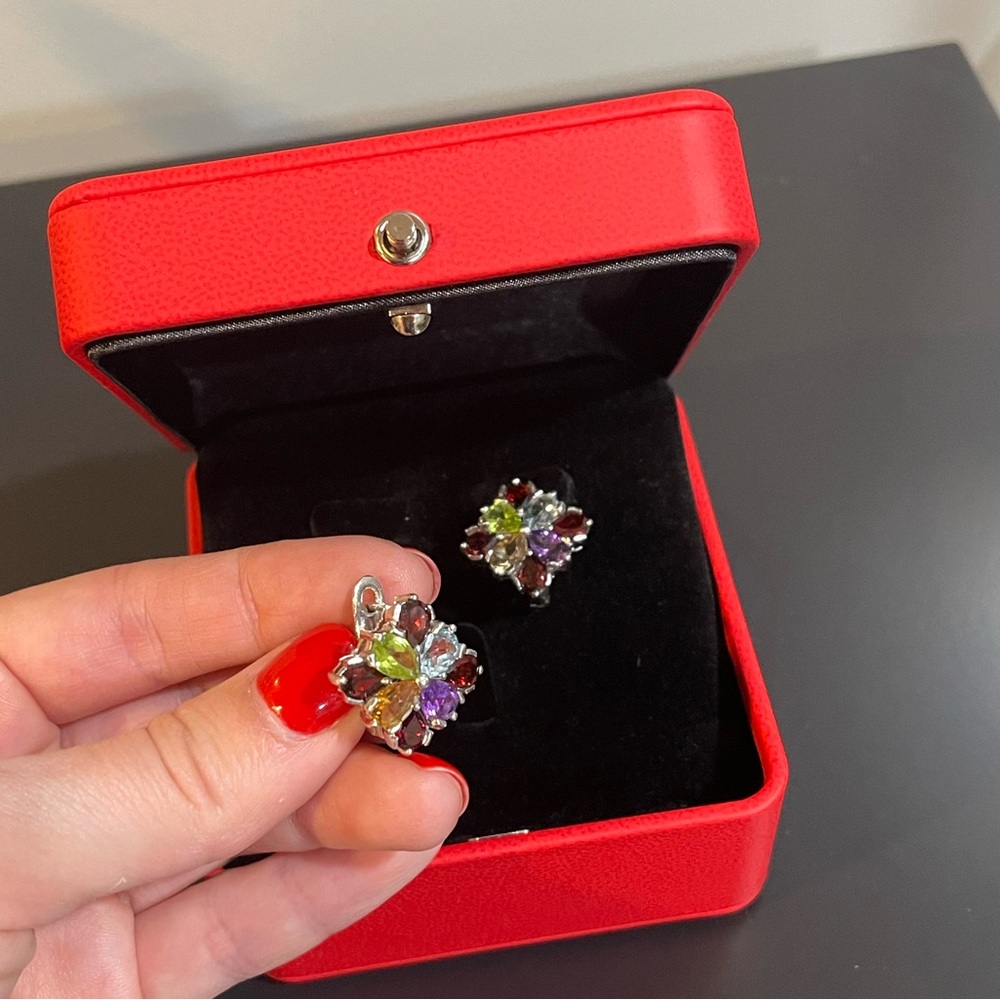 Gorgeous silver 925 earrings with semi- precious stones